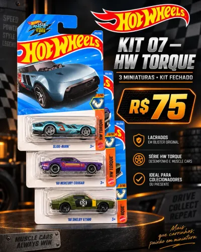 Kit 07 - Hot Wheels HW Torque Shelby GT500 Cougar 3 carros