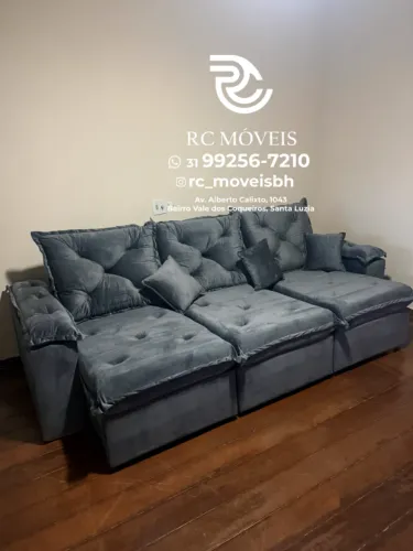 Sofá Retrátil Reclinável Londres 3 Módulos 2,70m - Veludo Conforto D33 Premium