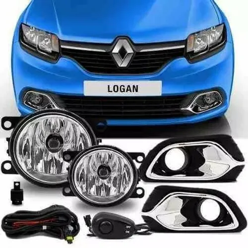 Kit Farol Milha Neblina Aro Cromado Logan 2015 2016 2017
