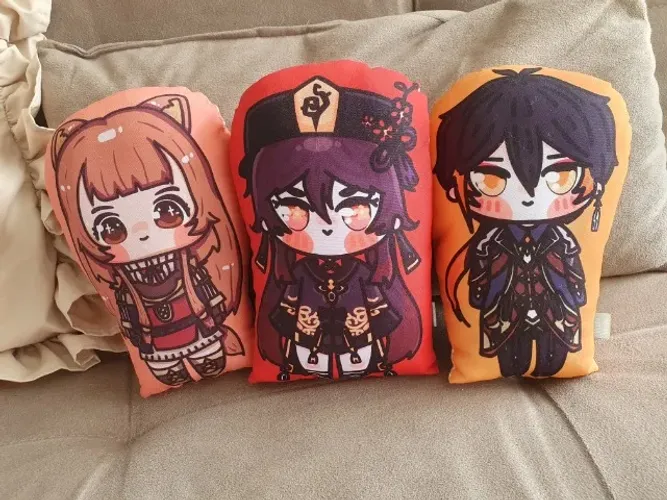 Combo pelúcia zhongli + Hu tao + Raphtalia (Marca: Vento verde)