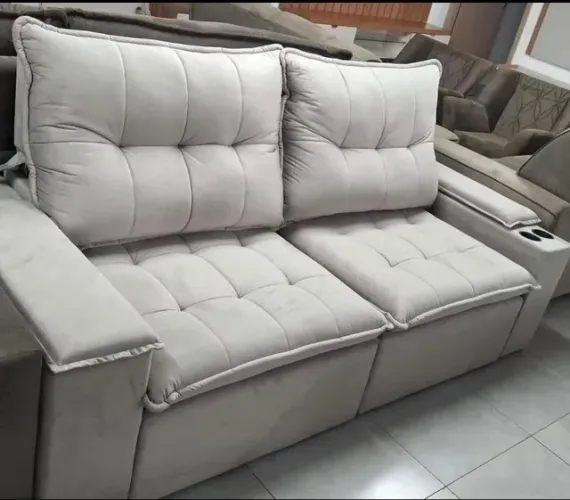 sofa retratil reclinavel com porta copo 