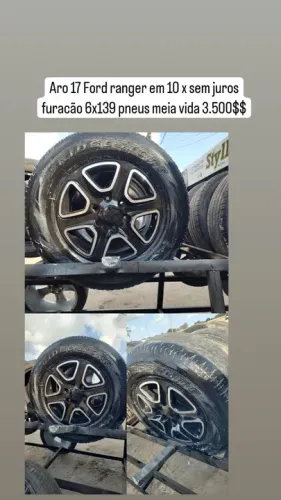Rodas aro 17 ranger furacão 6x139 em 10 xsem juros pneus