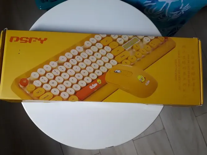 Teclado e mouse sem fio be happy amarelo