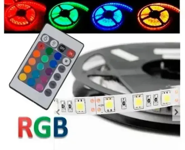 Fita Led Rgb 5050 Prova Dágua Rolo 5 Metros + Controle + Fonte 12v 3A