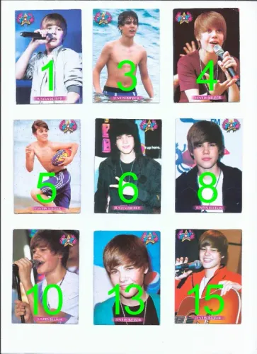 5 Cards Cartas Figurinhas Justin Bieber Idolos Pop Music