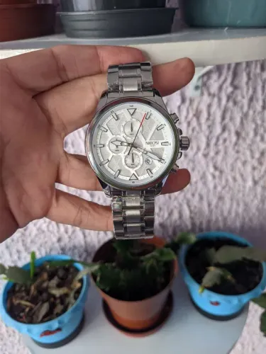 Relógio Nibosi Masculino Aço Inox Original Novo Luxo Quartz