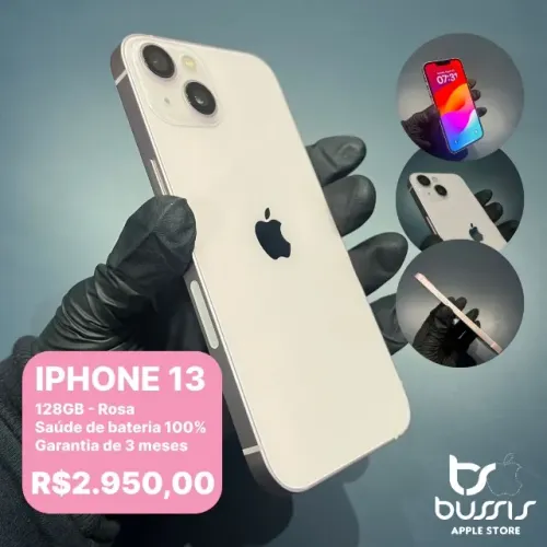 IPhone 13 na cor Rosa 128Gb Saude de Bateria 100% Semi novo | Loja Fisica |