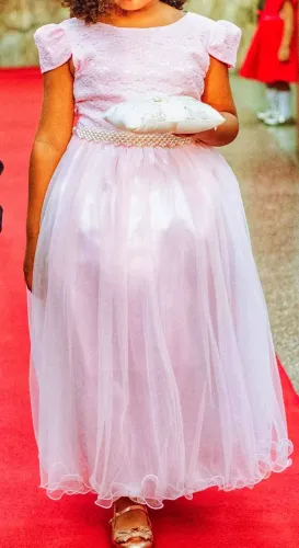 Vestido de Florista Rosa para Menina