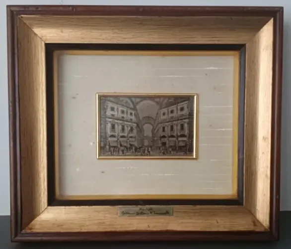 Quadro c/ Placa de prata representando a Galleria V Emanuele II (Milão/Itália) 