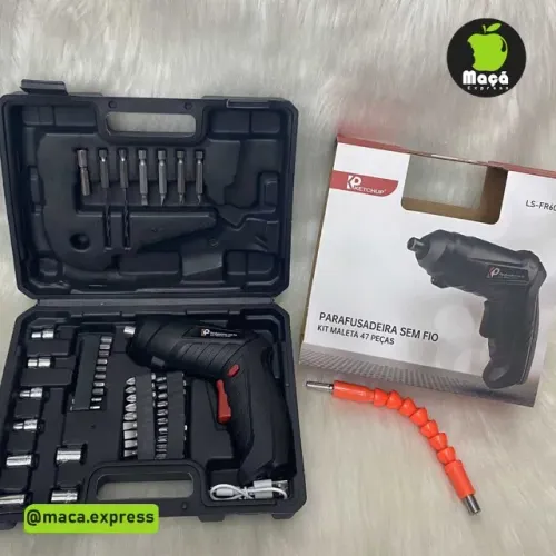 Mini Parafusadeira Elétrica Portátil Usb Maleta Led Na ponta