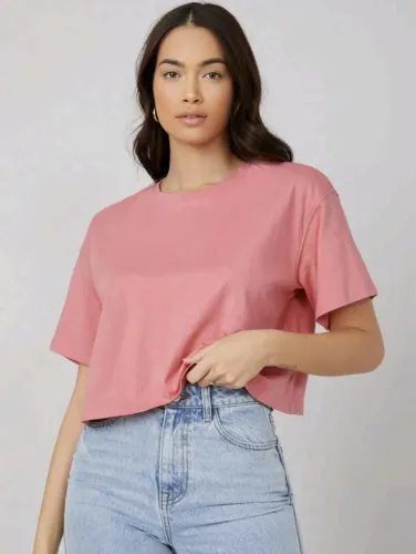 Camiseta Cropped Rosa