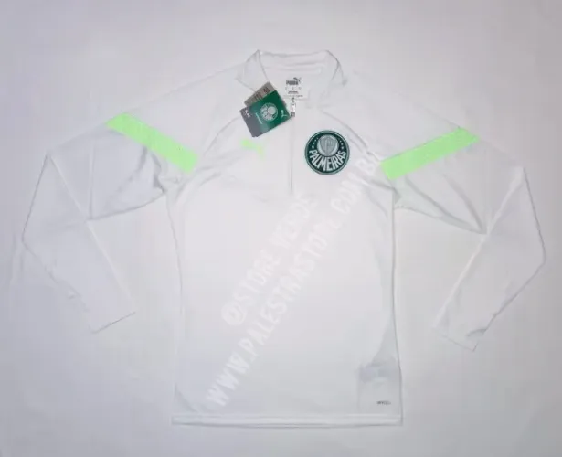 BLUSA TREINO PALMEIRAS 1/4 2023 BRANCO/VERDE LIMÃO - PUMA