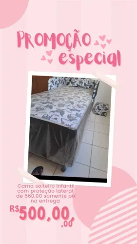 Cama Solteiro Infantil com Proteção Lateral- R$ 500,00