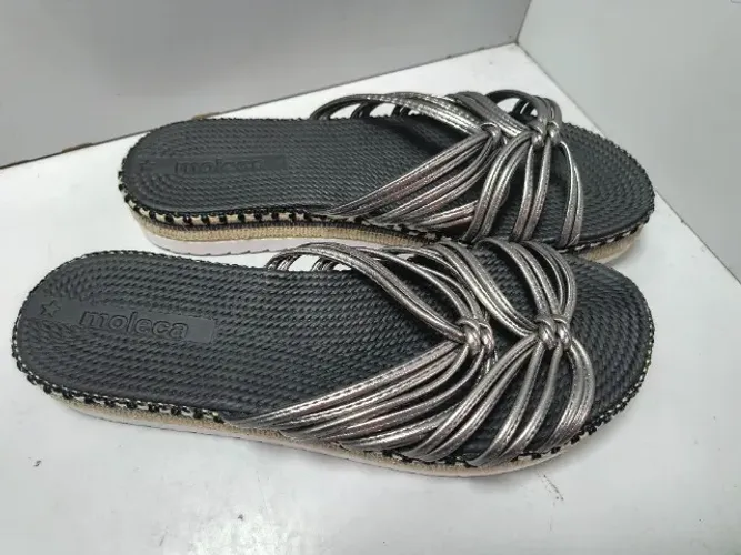 Chinelo Rasteira Metalizado Premium Grafite Moleca T 39