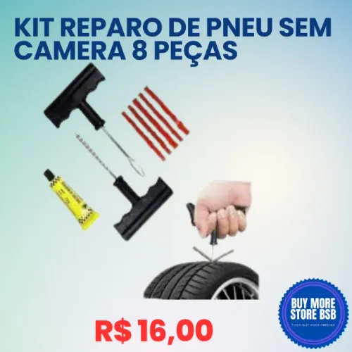 Kit Reparo De Pneu Sem Câmera 8 Peças