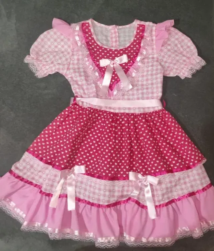 Vestido Infantil Festa Junina Rosa + laços de brinde