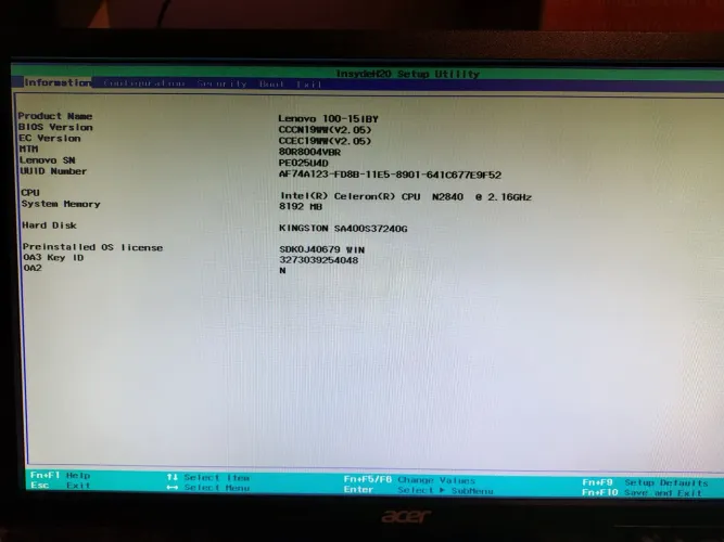 Placa Mãe Lenovo 100-15IBY - Intel Celeron