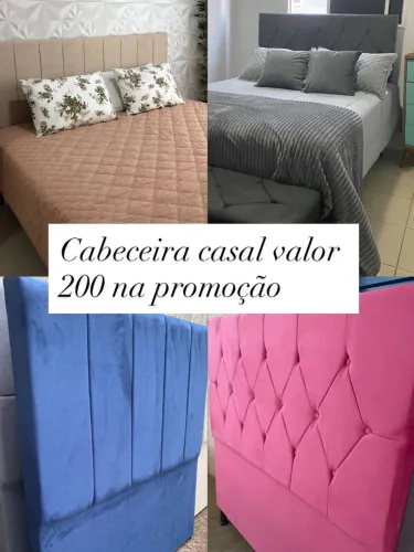 Linda cabeceira de cama estofada na cor rosa, com design moderno e elegante.