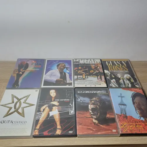 8 DVD Rita Lee Djavan Guns n Roses Scorpions C. Inicial Roupa Nova Ana Carolina e Daniel