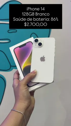 iPhone 14 128GB Branco Saúde da Bateria 86% R$2.700,00