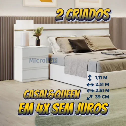 Cabeceira de Cama Queen com LED TL - 12 Meses de Garantia