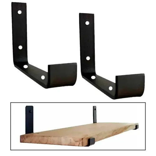 PAR SUPORTE MAO FRANCESA INVERTIDA 20 CM PRETO