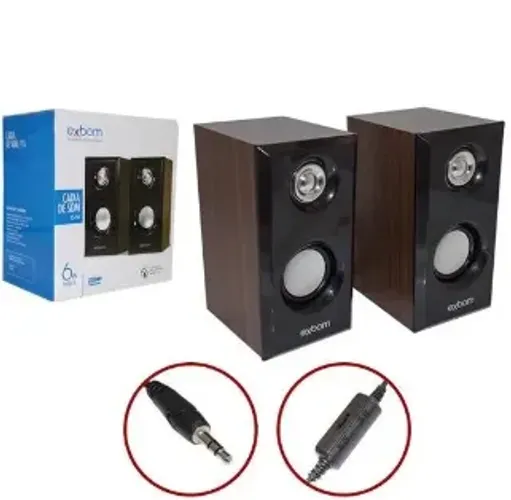 Par de Caixas De Som para Pc 6w Madeira Notebook Smartphone P2 Usb z1332