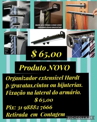 Organizador Hardt para Gravatas, Cintos e Bijuterias