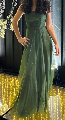 Vestido de Festa Longo Verde Esmeralda - Semi Novo