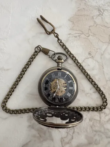 Relógio de bolso mecanizado- Steampunk Skeleton