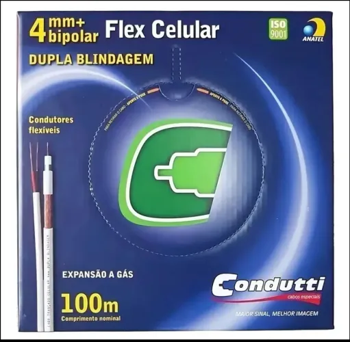 Cabo Coaxial 4mm Bipolar Dupla Blindagem 100m Condutti