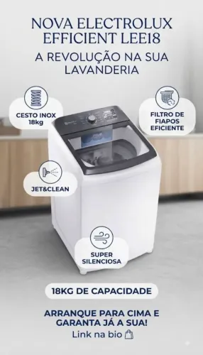 LAVADOURA DE ROUPAS ELETROLUX EFFICIENTE 18KG