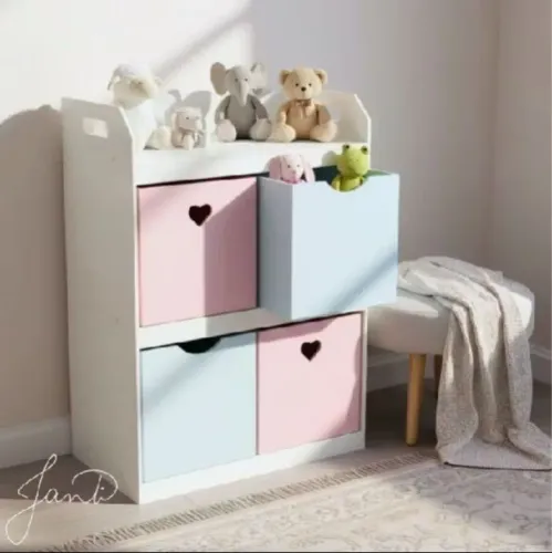 Organizador de Brinquedos Bancada Infantil 4 Gavetas em MDF