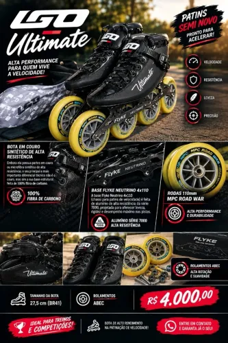 Patins LGO Ultimate Carbono + Flyke Neutrino 4x110 + MPC Road War