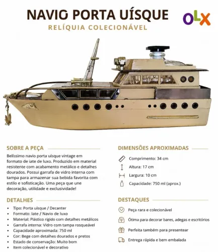 NAVIO PORTA UÍSQUE VINTAGE - RELÍQUIA COLECIONÁVEL ?