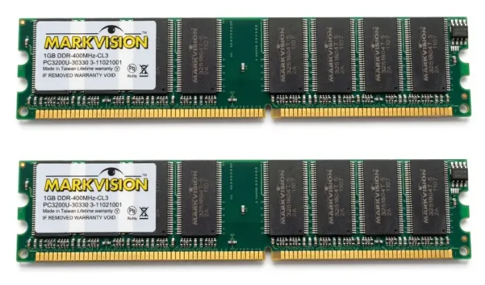 Memória RAM Markvision 2GB (2x 1GB) DDR 400MHz PC3200 Desktop Original