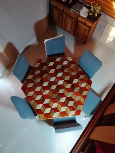 Mesa sextavada 3D6 lugares resinada