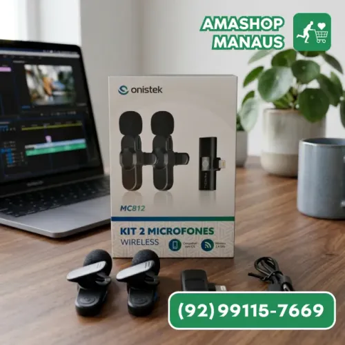Microfone de Lapela Sem Fio Recarregável para Celular