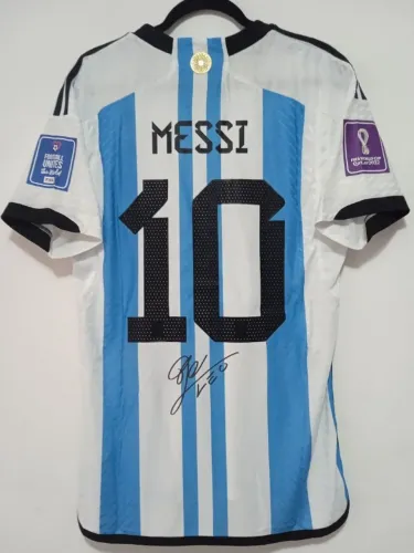 Camisa Argentina Final Copa Mundo 2022 #10 Messi Autografada Certificada Mod 2
