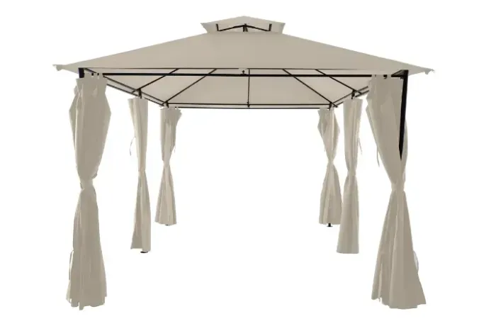 GAZEBO RET ROMANO C/ CORT 3X4M BCO - com Cortinas Bege Just Home Collection