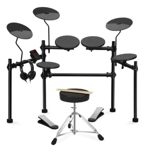 Bateria Eletrônica Vedo Completa 4 Pads 3 Pratos Banco Fone.