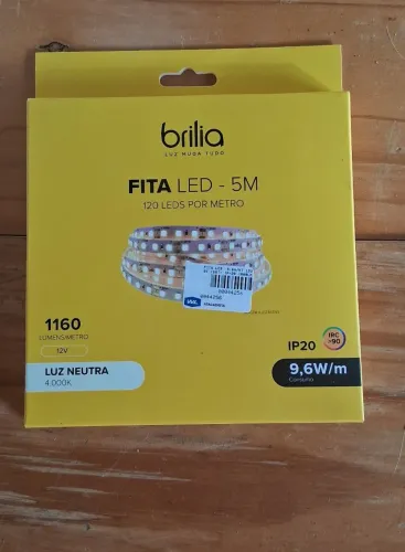 Fita LED Brilia 5m 9,6W/m 120 LEDs/m Branco-quente IP20 Dimerizável