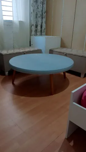 Mesa redonda grande 101cm | Pés novos em madeira