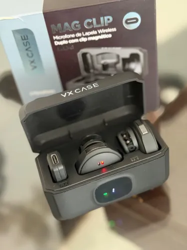 Microfone de lapa sem fio com clip magnético