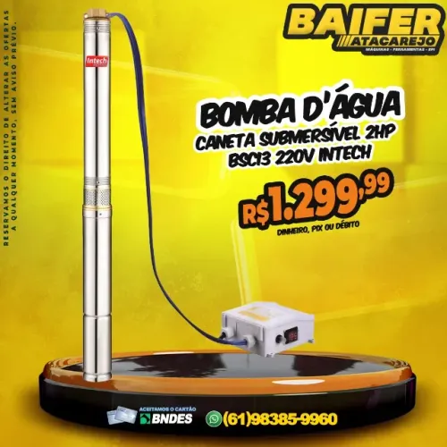 Bomba D'água Submersível 2Hp Bsci3 220v Intech