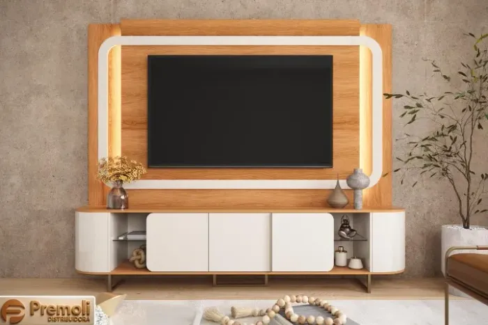 Home Atlanta 240cm Para TV 75 Pol Lukaliam Jequitiba/Off White