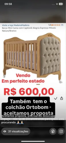 Vendo Berço com colchão 
