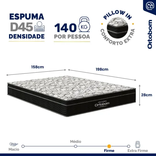 D45 Ortobom Queen size medida 1,58x1,98x28 rua Francisco Campos n 105 Alcântara Sg