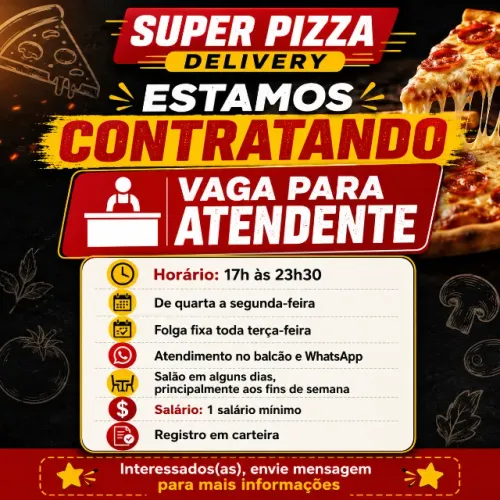 Atendente para Pizzaria
