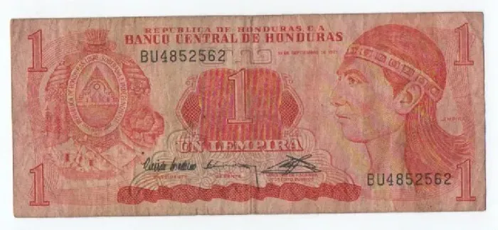 Cédula Antiga 1 Lempira - Honduras - 1974 - P-58